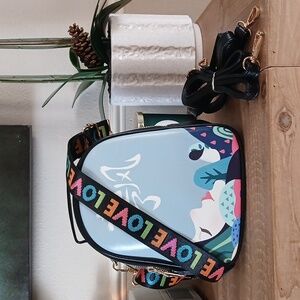 NWOT Women's Vegan Leather Multicolor Mini Backpack With Love Strap